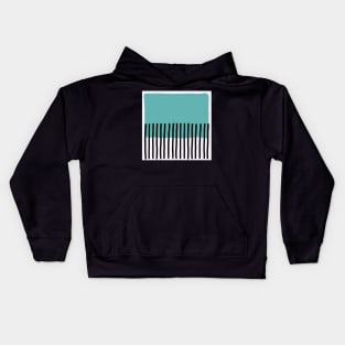 abstract black striped fence and teal blue sky Kids Hoodie